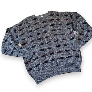 Vintage Michael Gerald Sweater Mens XL Gray Abstract Geometric Knit Pullover 90s